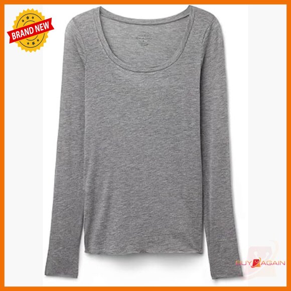 Sheer Long Sleeve Scoop Neck Top in Ultralight Modal Cashmere Blend